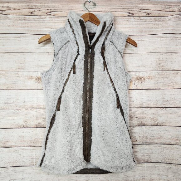 Kuhl Women's Flight Vest Size Small Hooded Soft Cozy Jacket Beige Sherpa Fleece - Picture 1 of 16